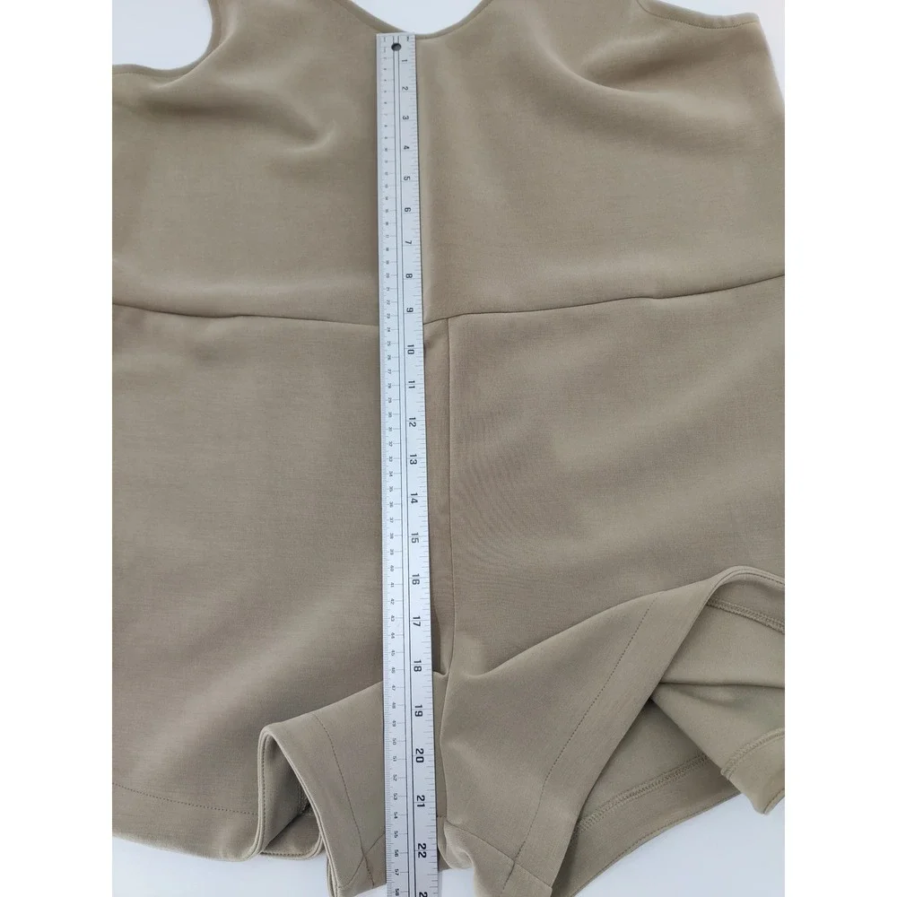 A New Day Women's Khaki Tan Basic V‎ Neck Shortall Jumpsuit Romper Size Large